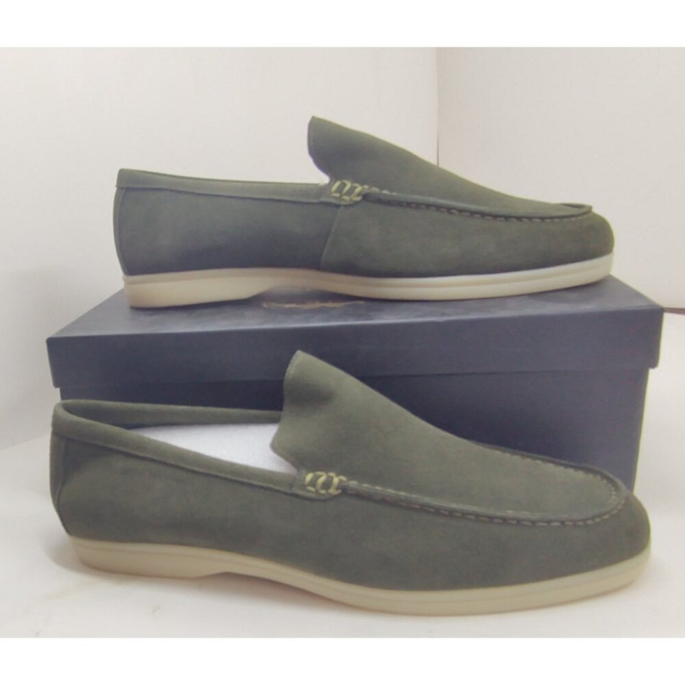 Snover AL6-10 Green Suede Loafers Men's Slip-On Dress Casual Shoes